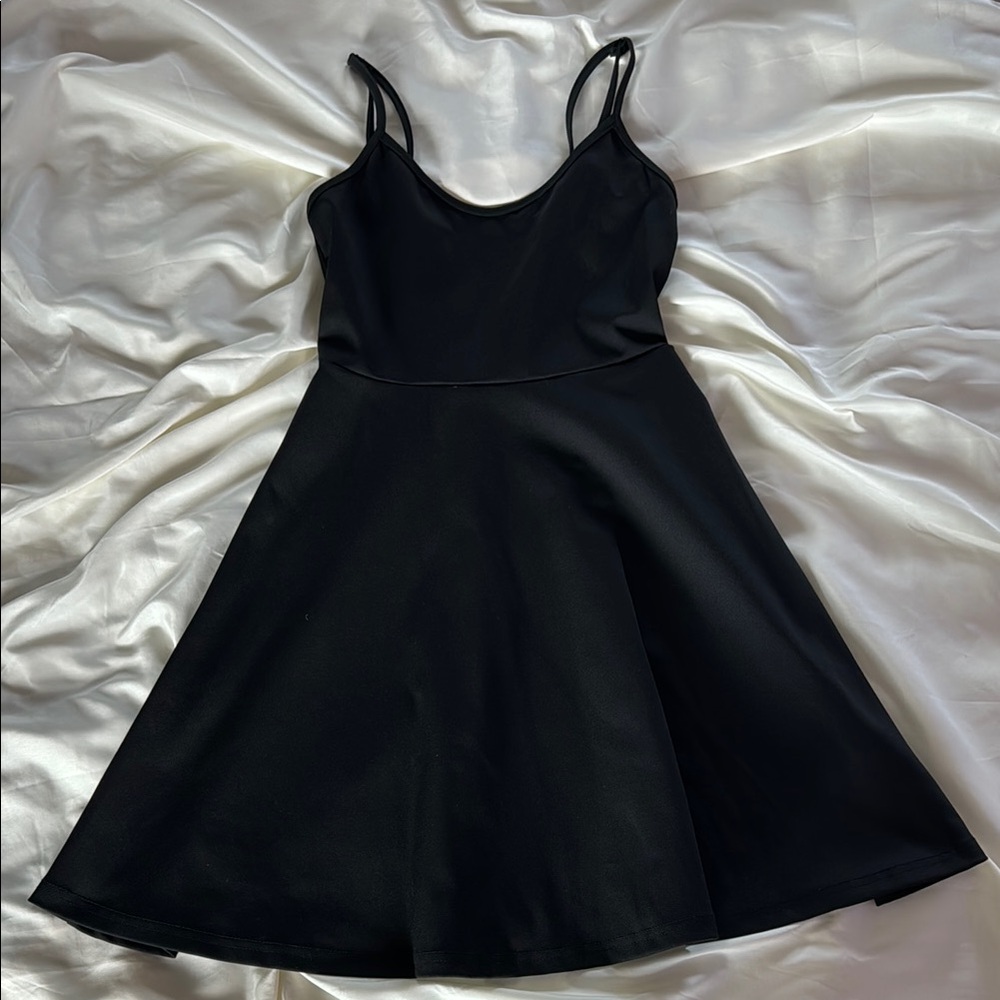 Black Sleeveless Spaghetti Strap A-Line Mini Dress